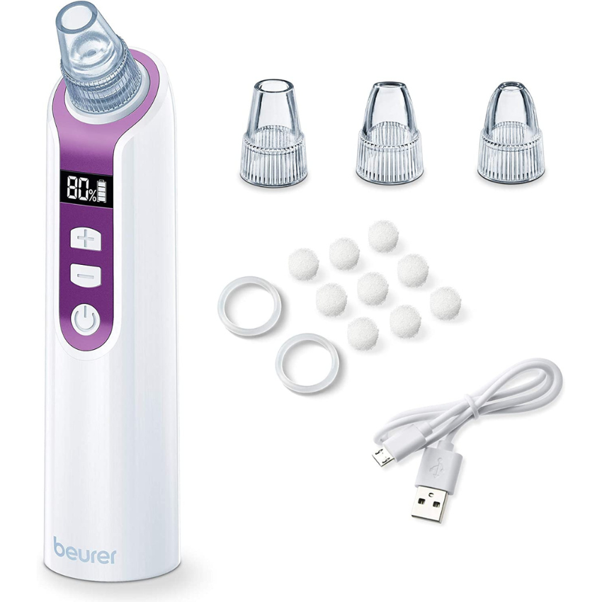 Beurer FC41 Power Deep Pore Cleanser, Pore Vacuum with 5 Intensity Levels and 3 Attachments for Deep Pore Cleaning Suitable for All Skin