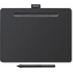 Wacom Intuos Medium Bluetooth Graphics Drawing Tablet, Portable for Teachers, Students and Creators, 4 Customizable ExpressKeys, Compatible with Chromebook Mac OS Android and Windows - Black