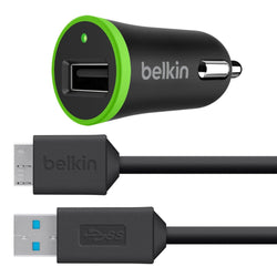 BELKIN CAR CHARGER 2.1A + USB 3.0 CABLE - Gadgitechstore.com