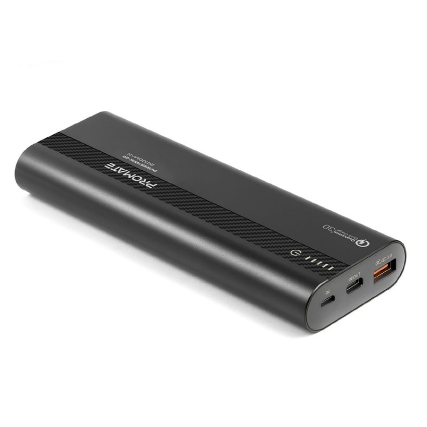 Promate 20000mAh Ultra-Fast Charging Power Bank with 18Watt Power Delivery and QC 3.0