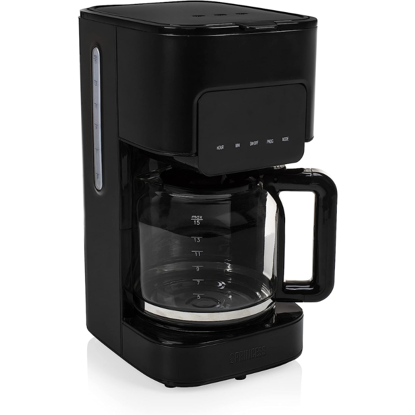 Princess Coffee Maker 10/12 Cups Programmable Black Steel Collection 246014 Black