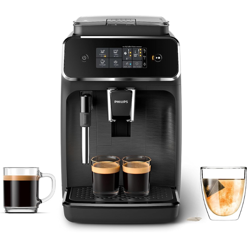 Philips 2200 Series Fully Automatic Espresso Machine Classic Milk Frother 2 Coffee Varieties Intuitive Touch Display Black