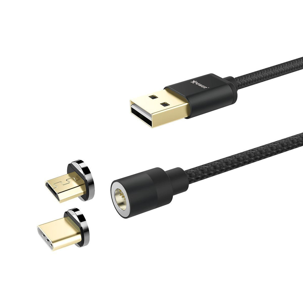 XPower Magnetic 2 in1 Sync & Charge Nylon Cable [Type-C + Micro USB]