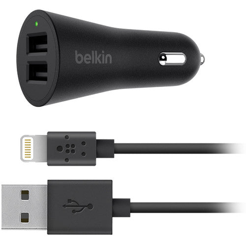Belkin BOOSTUP 2-Port Car Charger with USB-A to Lightning Cable