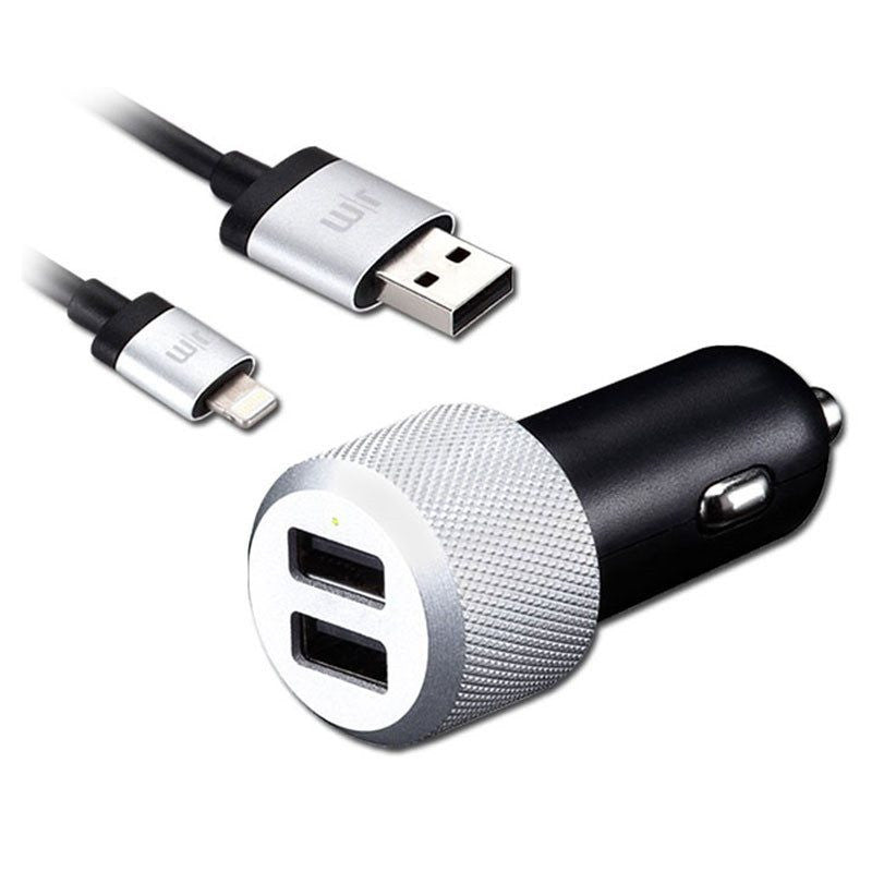 Just Mobile Highway Max Dual USB Car Charger + Lightning Cable - Gadgitechstore.com
