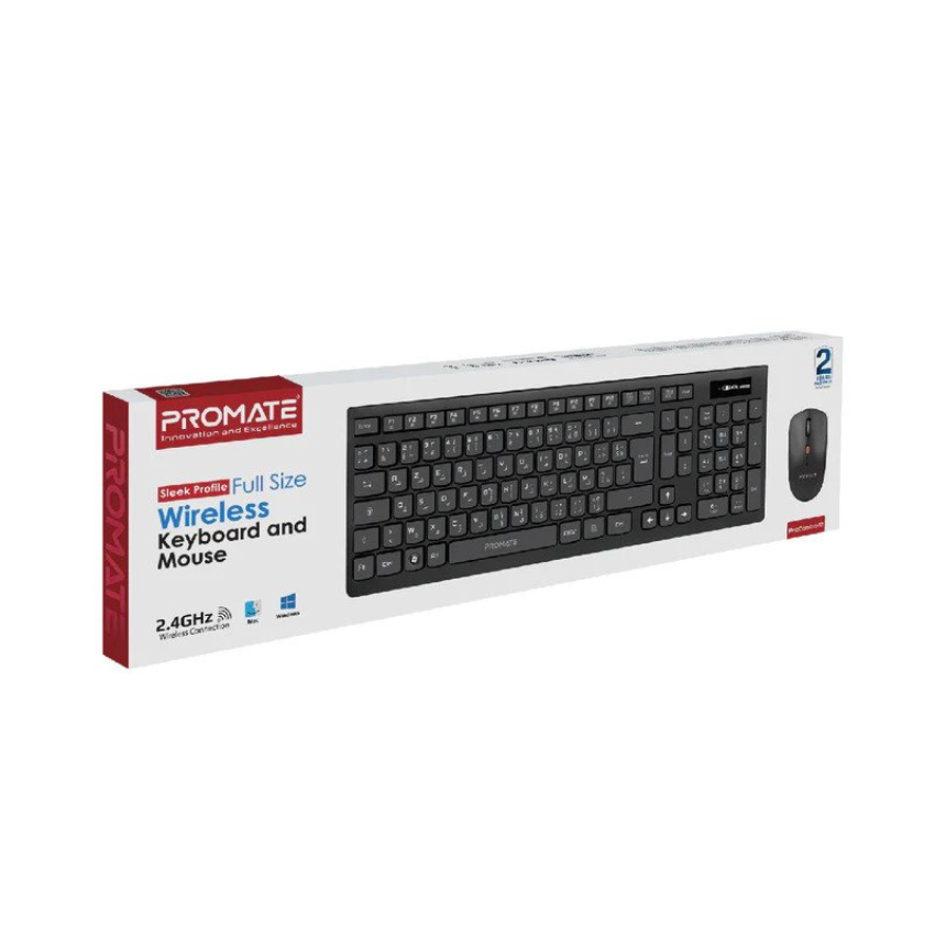 Promate Procombo-12 Sleek Profile Full Size Wireless Keyboard & Mouse