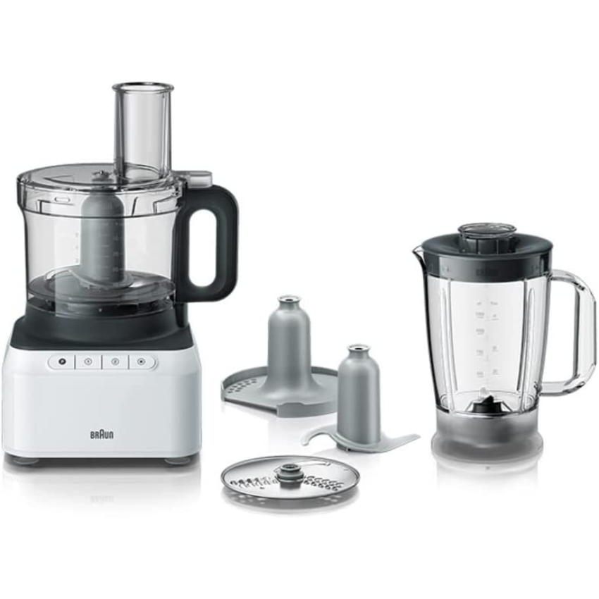 Braun Fp 3131, Food Processor White , 800 Watts. Blender 1.2 L, Food Prep Bowl 2.1 L, 2 Speed Button And Pulse