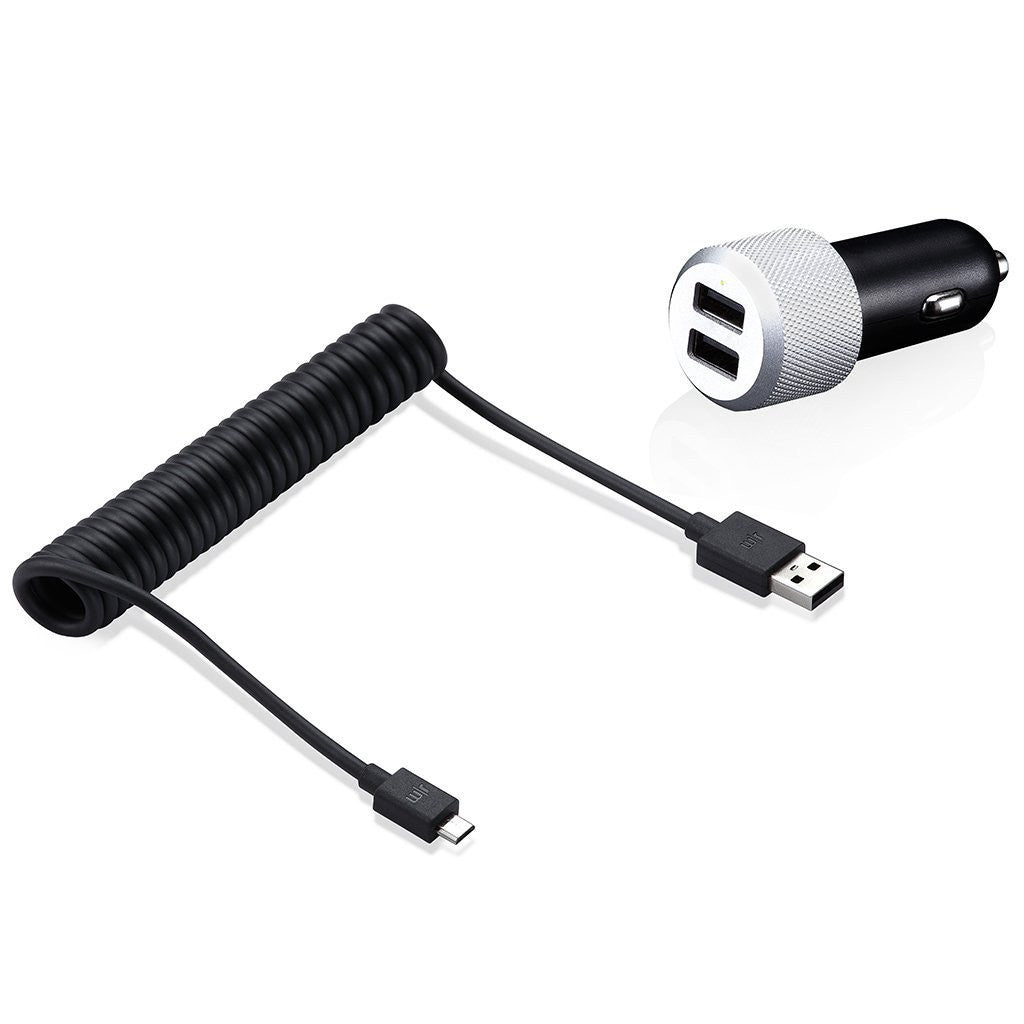 Just Mobile Highway Max Dual USB Car Charger + Micro USB Cable - Gadgitechstore.com
